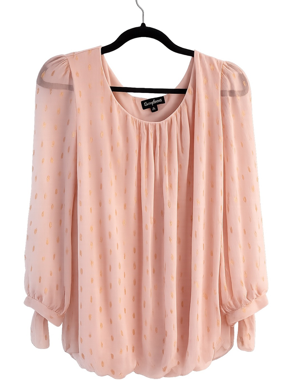 Sara Michelle Blush Pink Sheer Metallic Dot Blouse